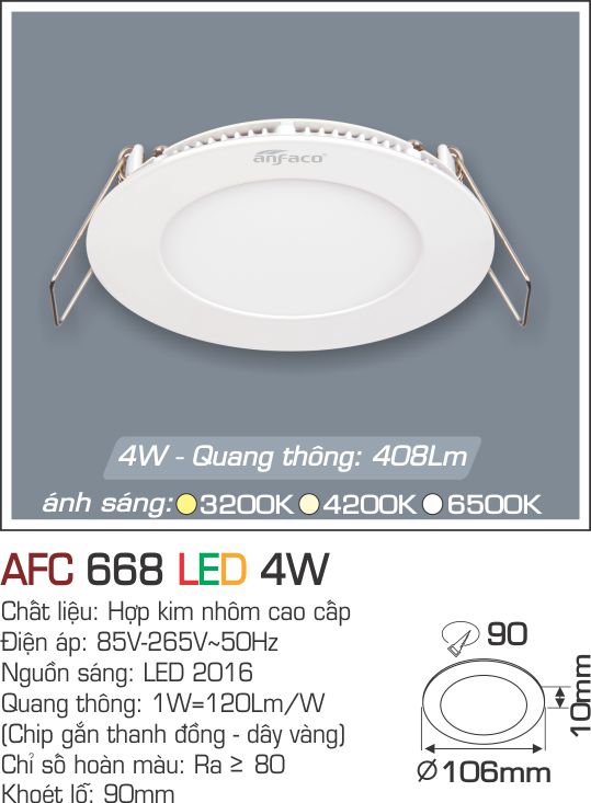 Đèn LED Âm Trần Siêu Mỏng 4W - Đèn LED Âm Trần Thạch Cao