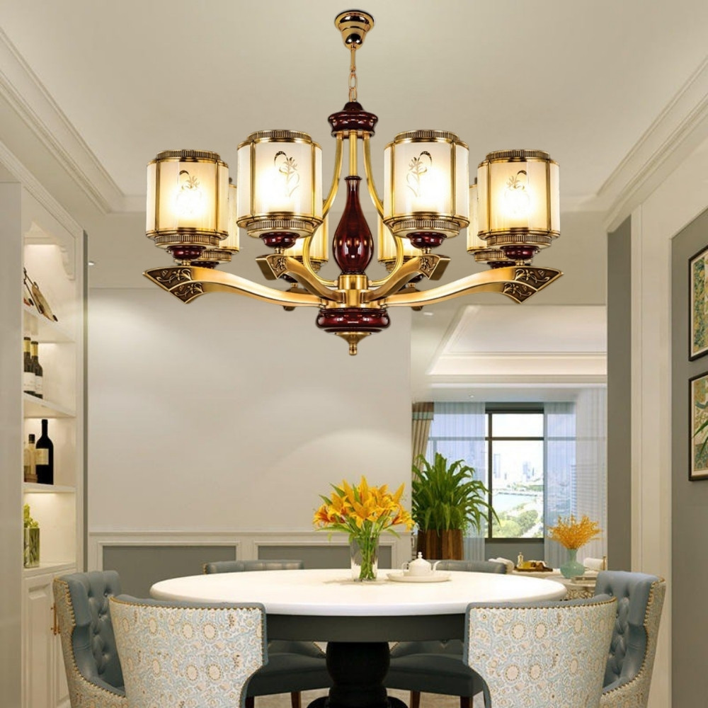 Đèn chùm đồng CD6205-8 trang trí phòng ăn đẹp