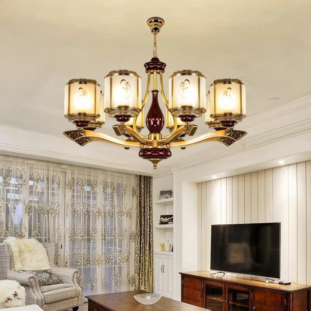 Đèn chùm đồng CD6205-8 trang trí phòng khách đẹp
