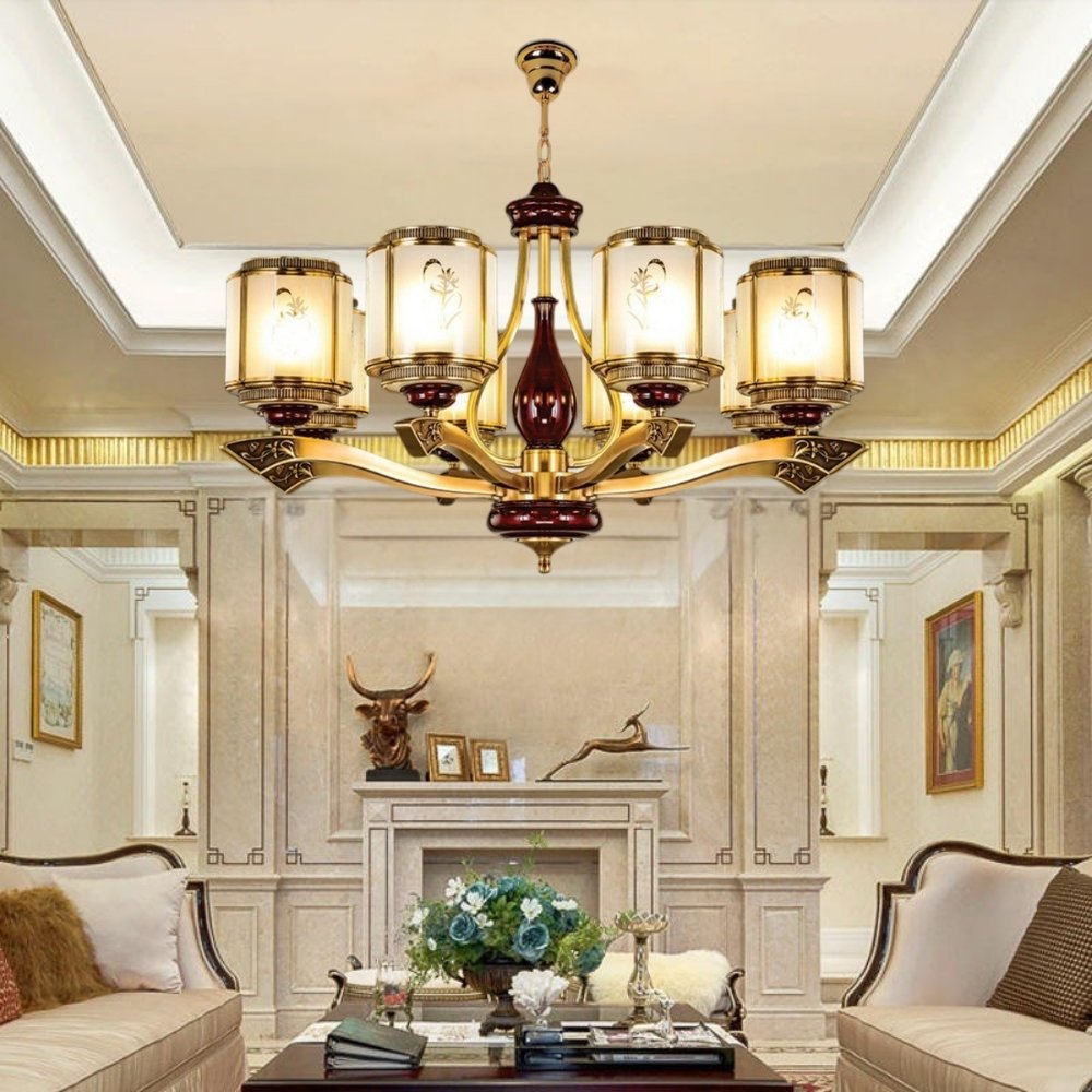 Đèn chùm đồng CD6205-8 phong cách tân cổ điển phòng khách