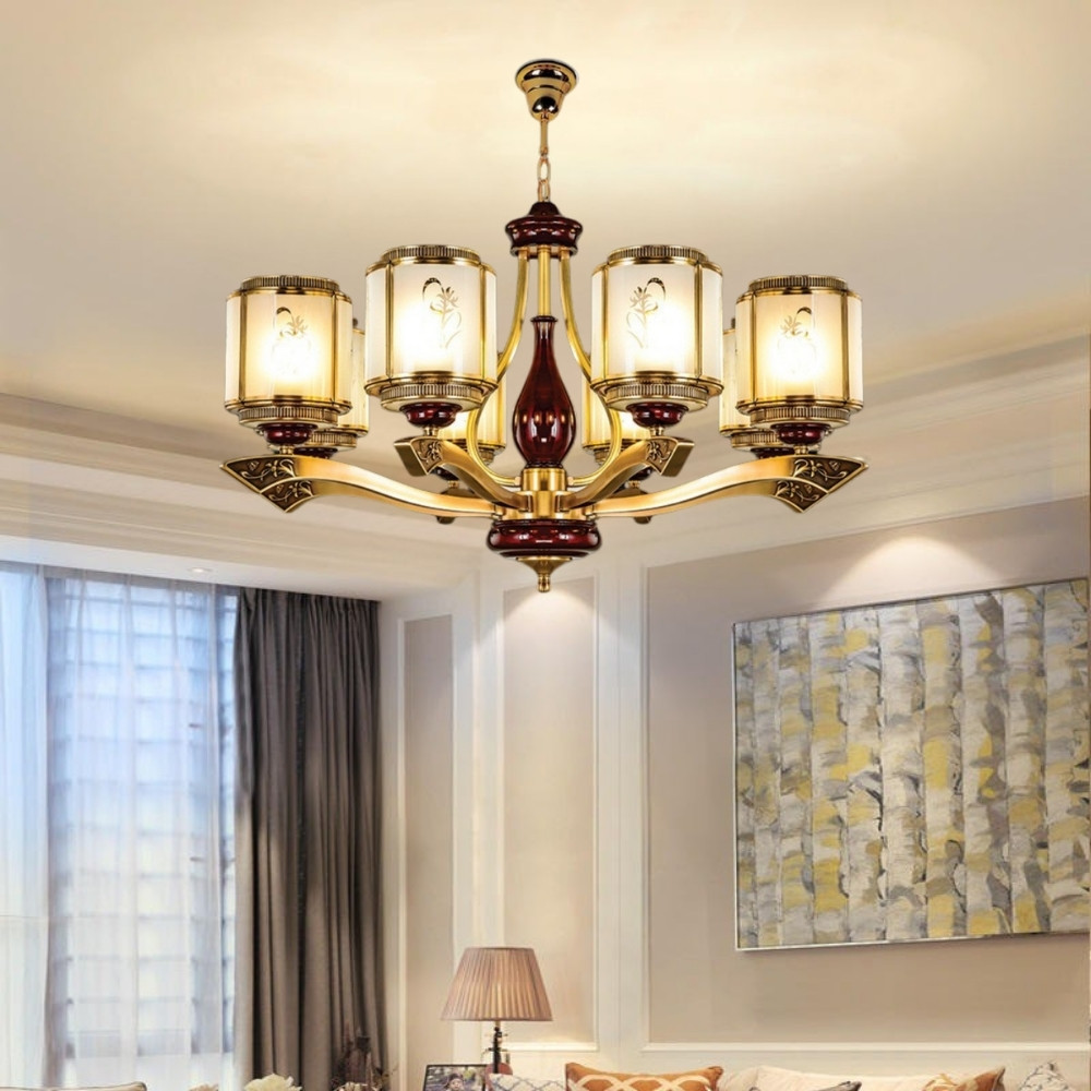 Đèn chùm đồng CD6205-8 trang trí phòng ngủ tân cổ điển