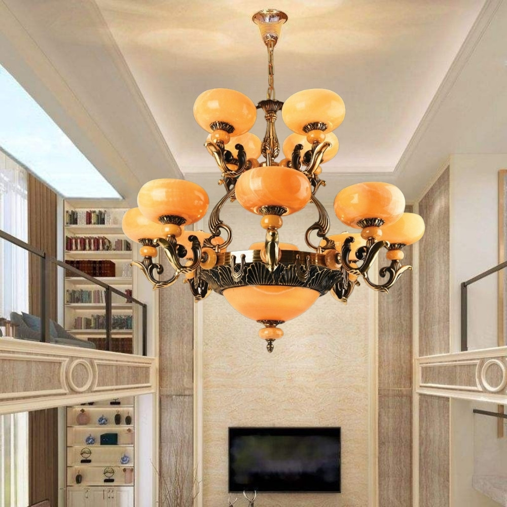 Đèn Chùm Đồng Chao Đá Phong Cách Tân Cổ Điển UCD1088-15