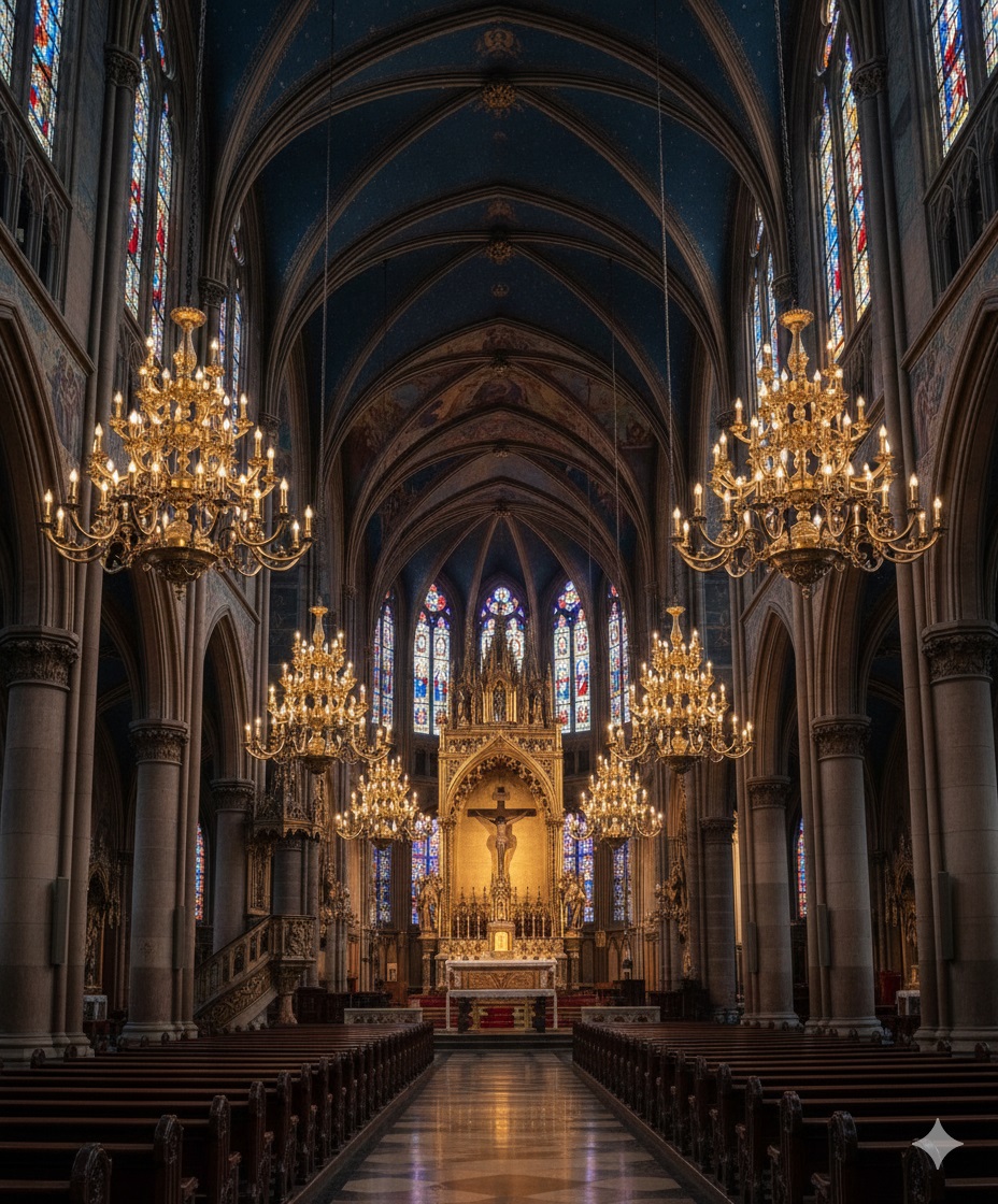 Đèn chùm đồng trang trí thánh đường