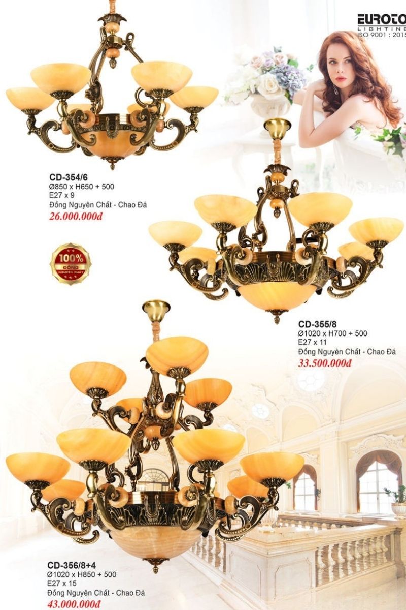 đèn chùm đồng cổ điển Euroto Lighting