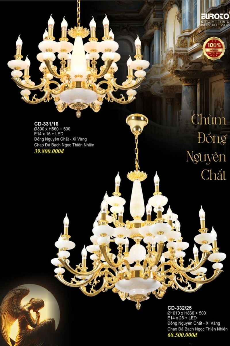 Đèn Chùm Đồng Cổ Điển Euroto