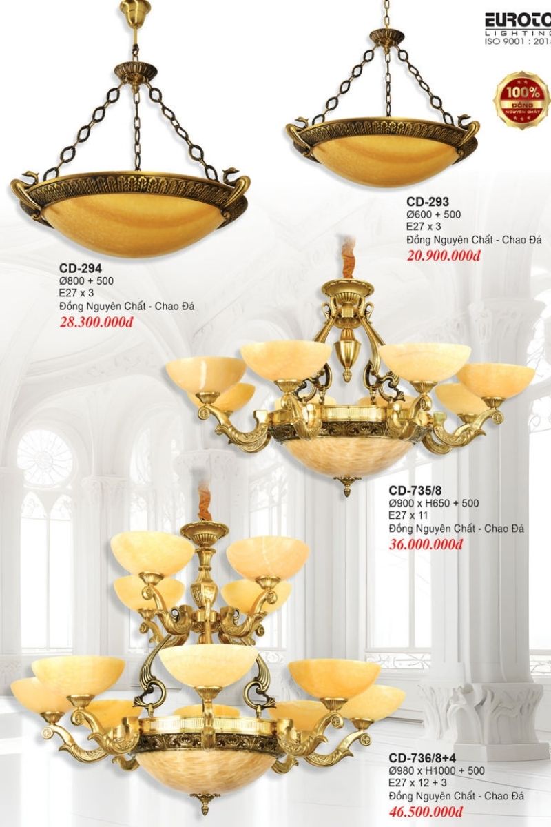 đèn chùm đồng đá Euroto Lighting