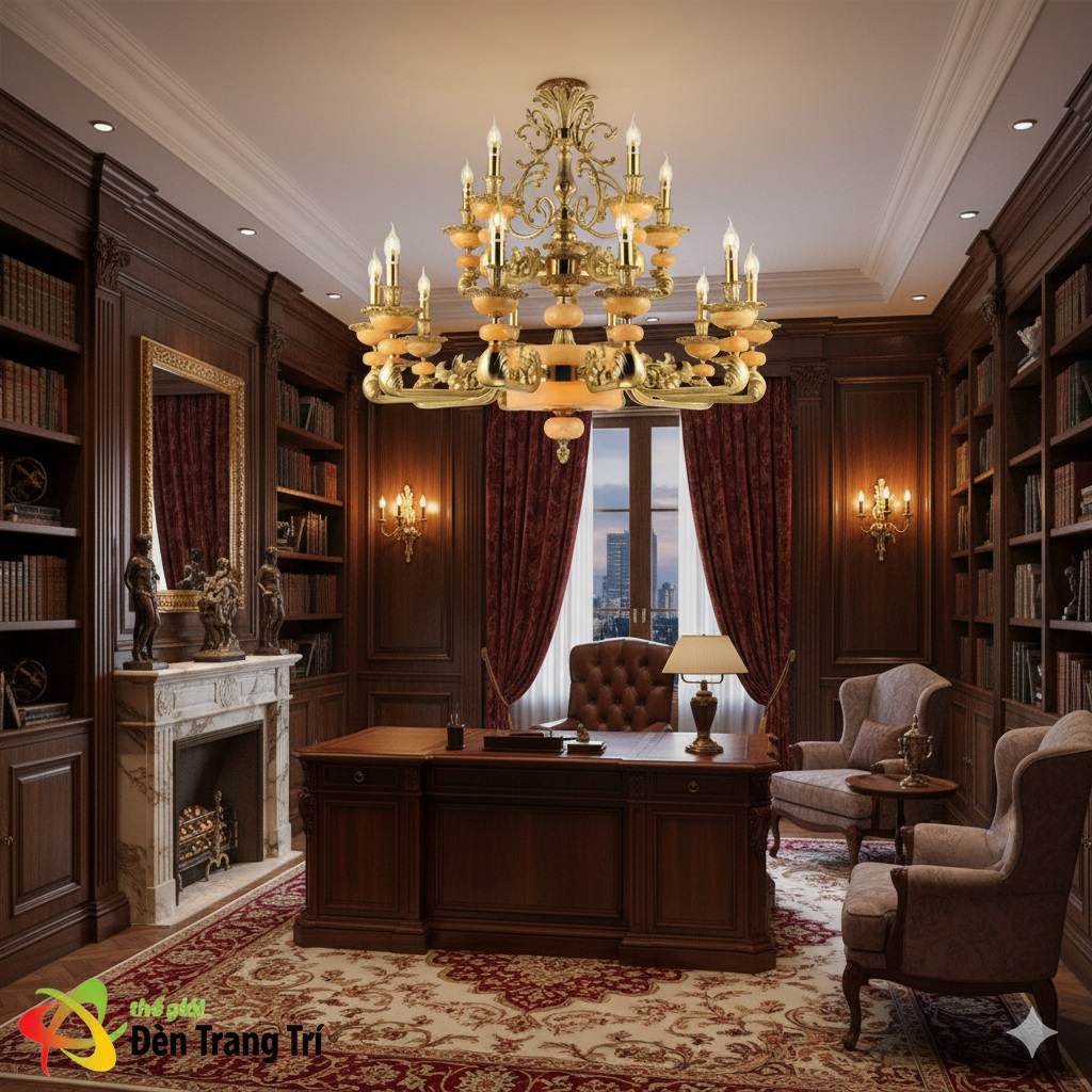 Đèn chùm đồng trang trí phòng làm việc