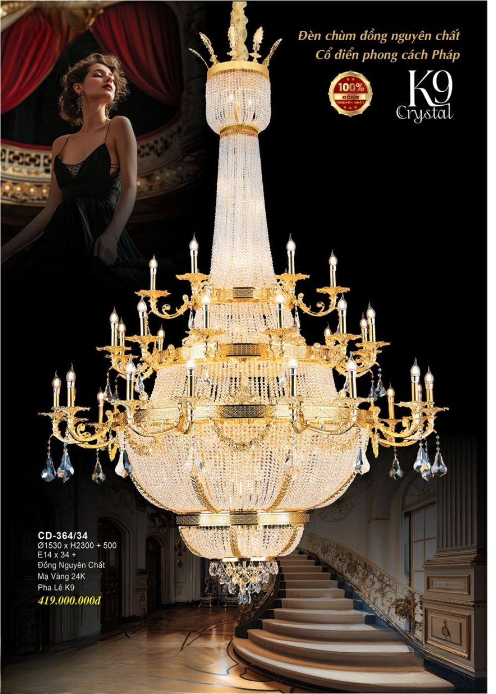 Đèn Chùm Pha Lê Cổ Điển - Thế Giới Đèn Trang Trí