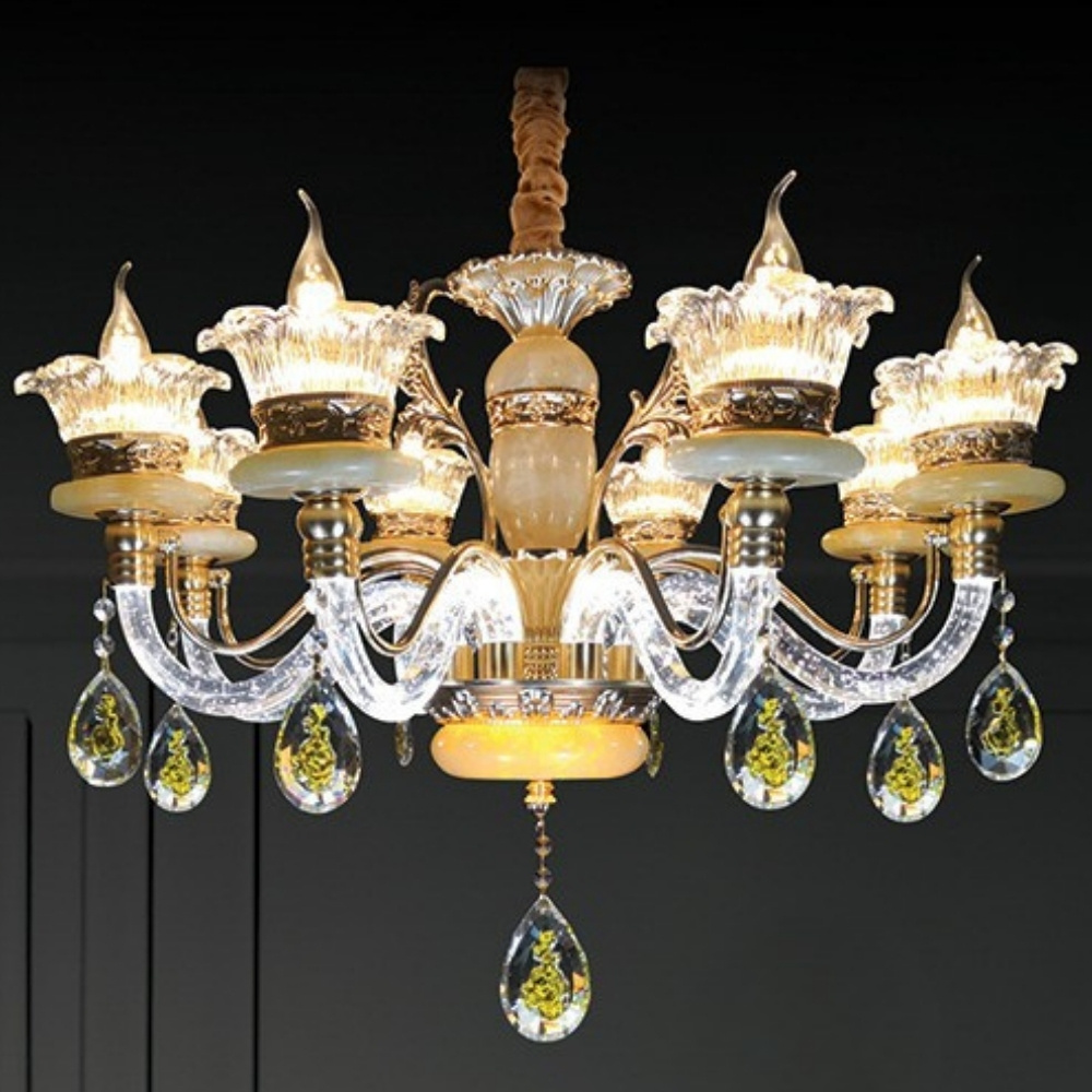 Mẫu đèn chùm pha lê trang trí phòng khách