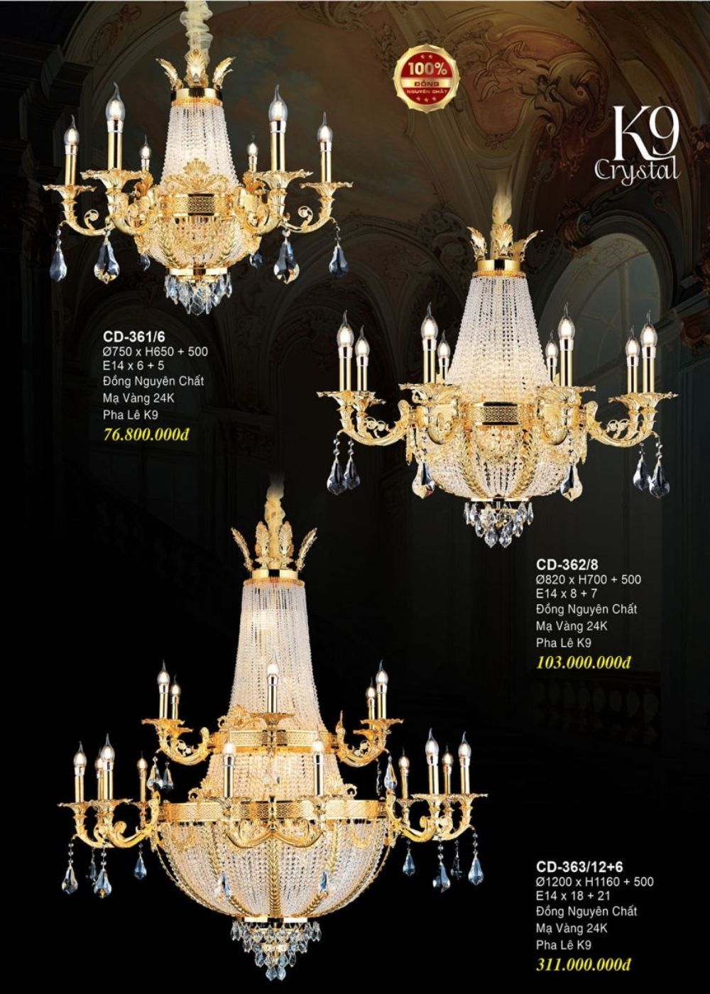 ĐÈN CHÙM PHA LÊ PHONG CÁCH CỔ ĐIỂN SANG TRỌNG