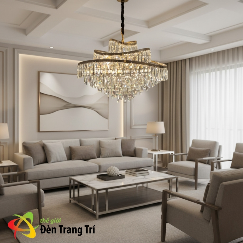 Đèn chùm pha lê phòng khách giá rẻ