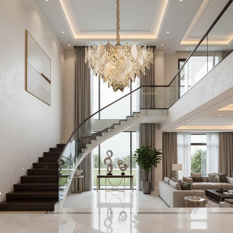 Đèn Chùm Pha Lê Phòng khách Thông tầng