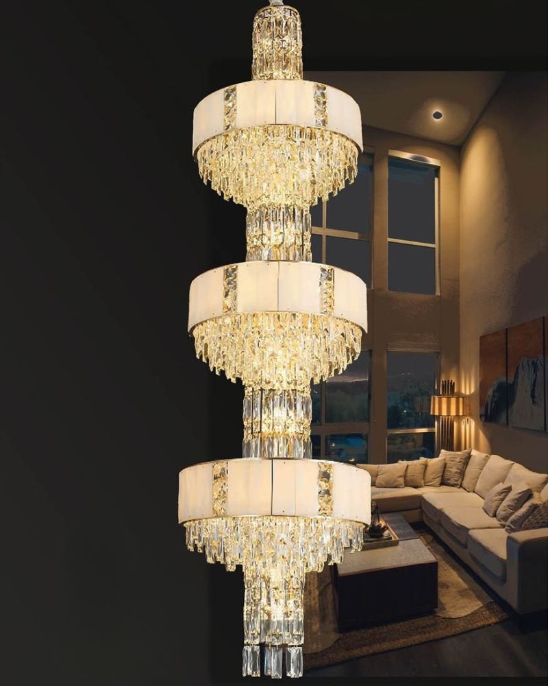 Đèn chùm pha lê thông tầng hiện đại