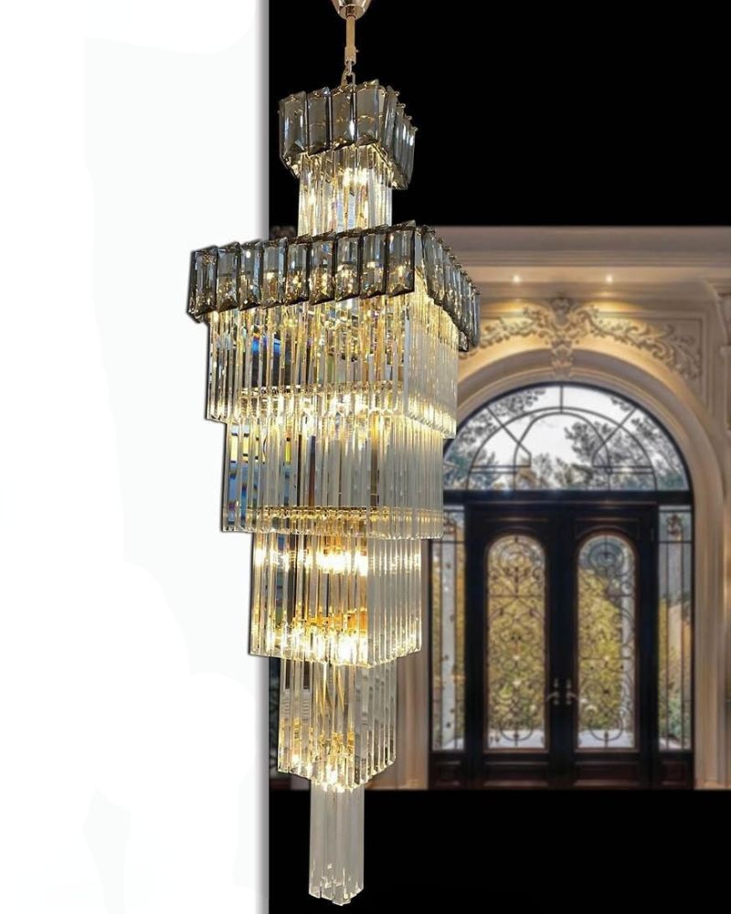 Đèn chùm pha lê thông tầng phong cách hiện đại