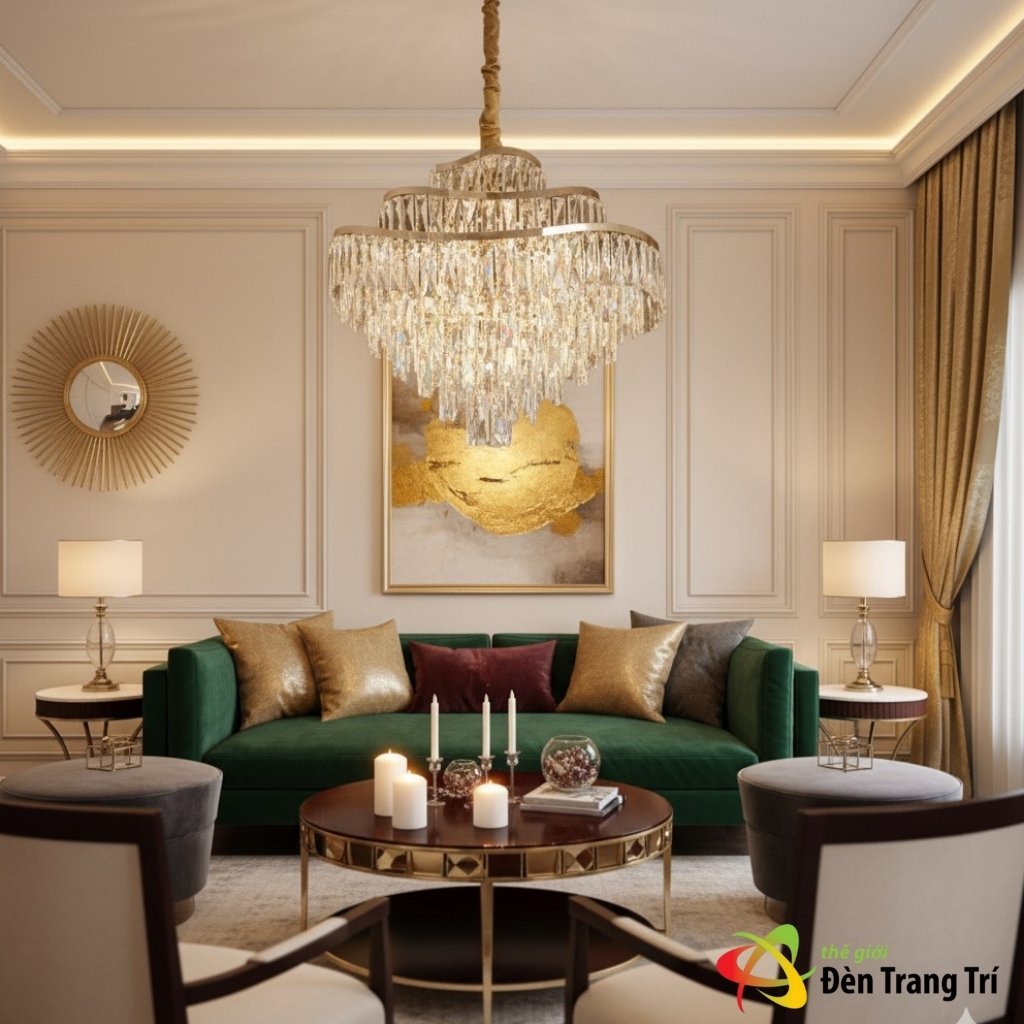 Đèn Chùm Pha Lê Trang Trí Phòng Khách Căn Hộ TPL691T650