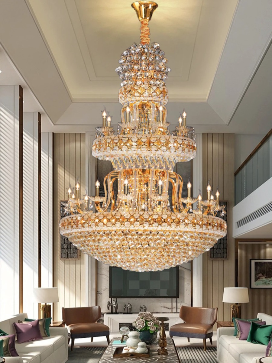 Đèn trang trí phòng khách thông tầng tân cổ điển