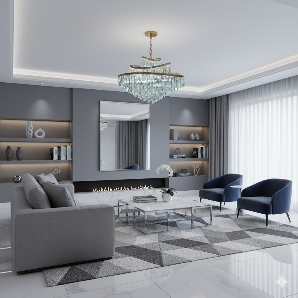 Mẫu đèn chùm trang trí phòng khách hiện đại