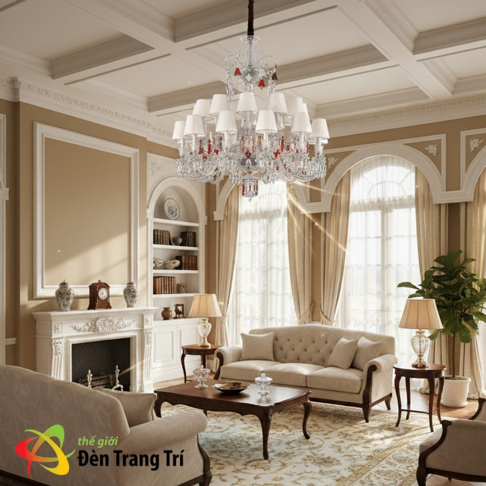 đèn trang trí phòng khách tân cổ điển