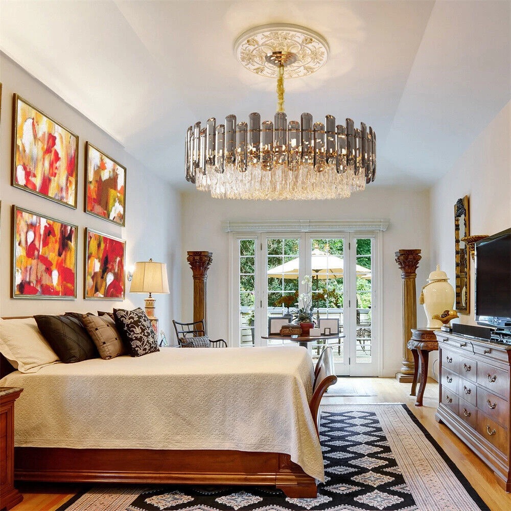 Đèn chùm pha lê trang trí phòng ngủ đẹp