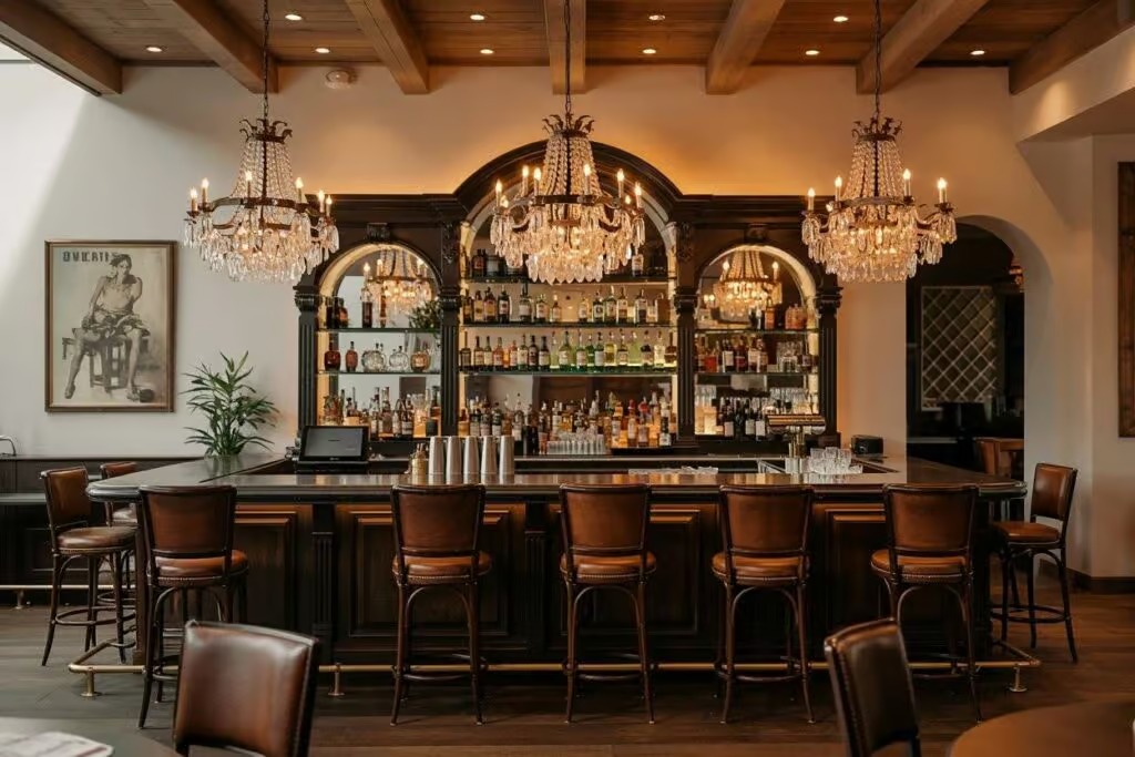 Đèn chùm pha lê trang trí quầy bar