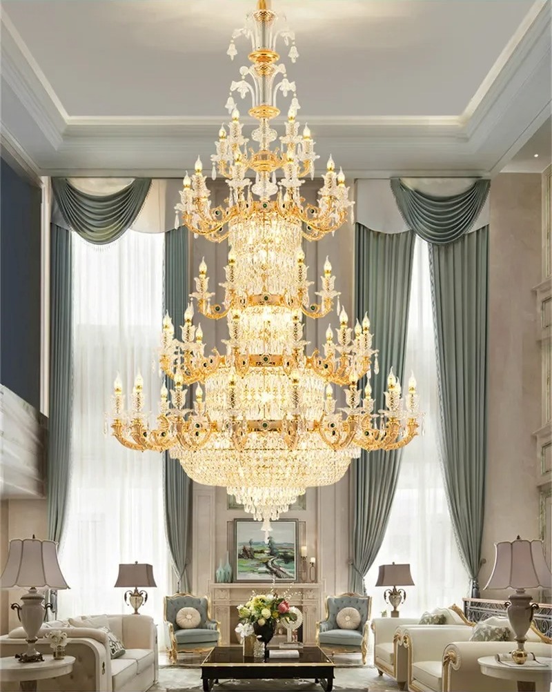 Đèn Chùm Pha Lê Trung Quốc - Đèn Trang Trí Phòng Khách Thông Tầng