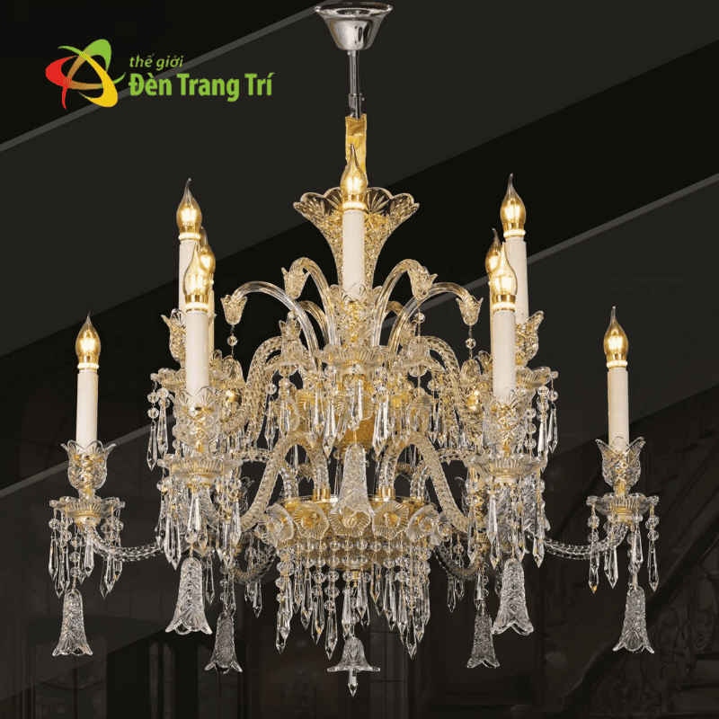 Đèn Chùm Pha Lê Nến Phong Cách Baccarat CNQT402
