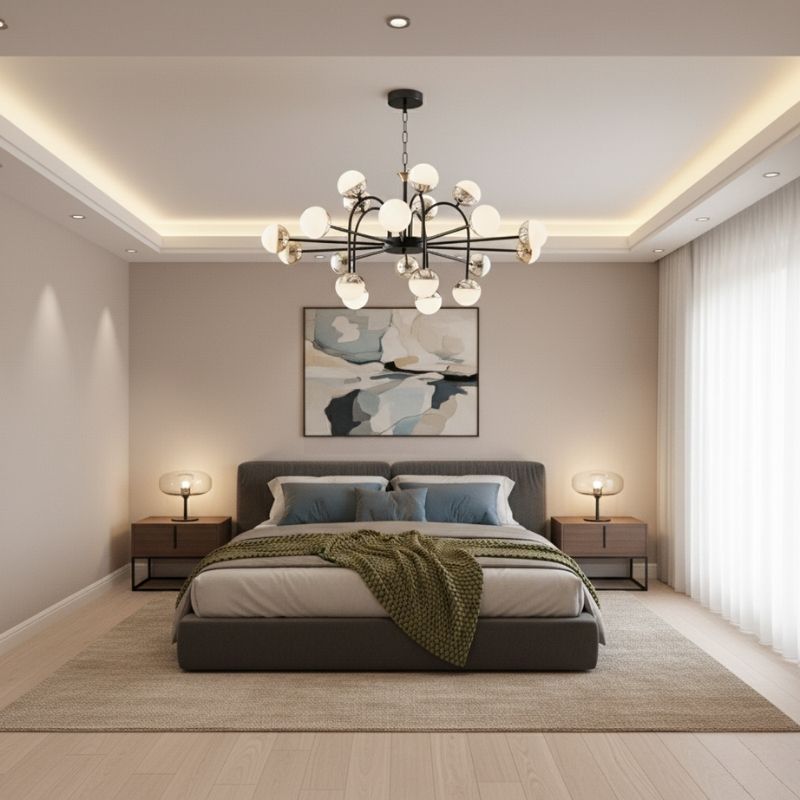 Đèn chùm trang trí phòng ngủ hiện đại