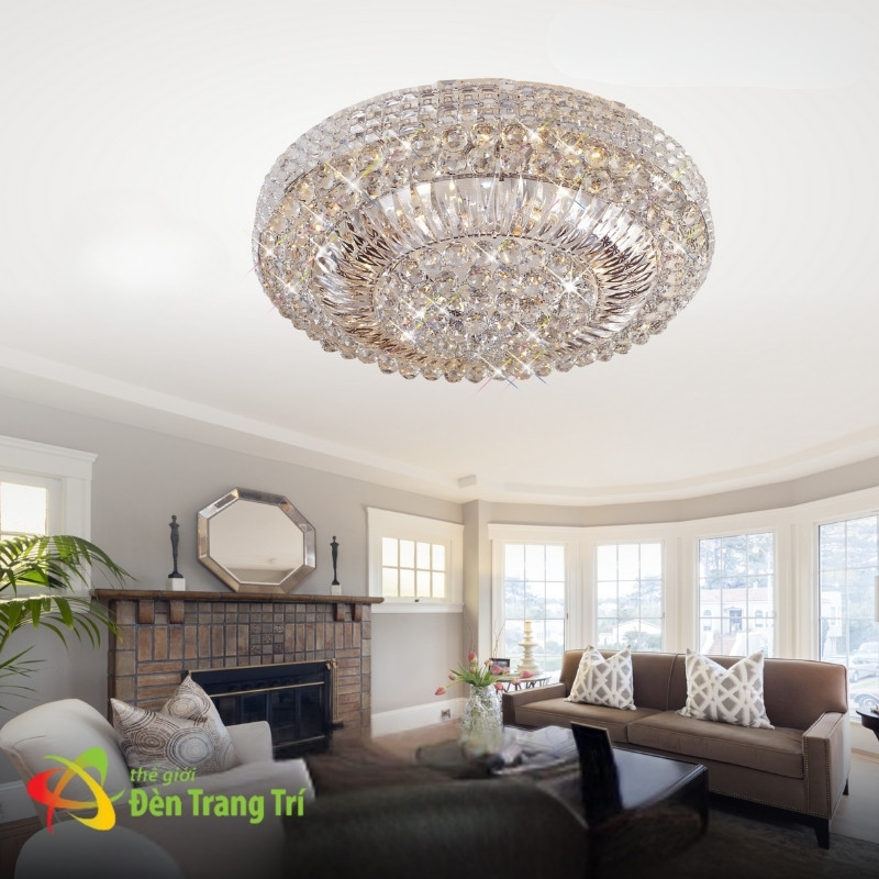 Đèn mâm pha lê ốp trần tròn đẹp