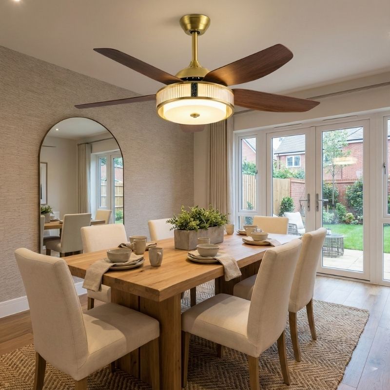 Đèn Quạt Trần 5 Cánh Nhựa Trang Trí Phòng Ăn DQ6173