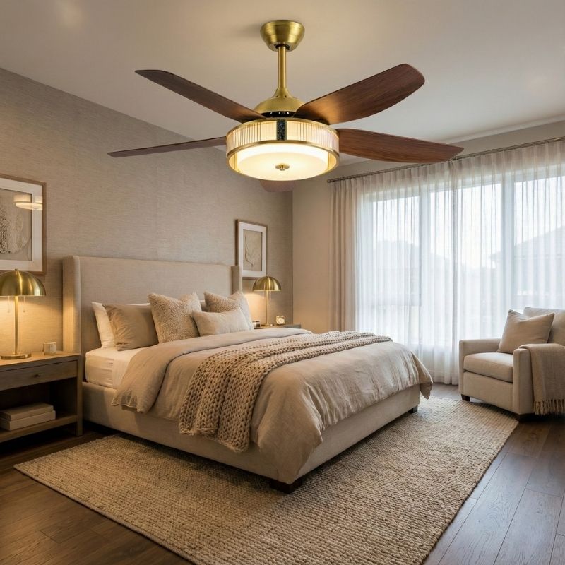 Đèn Quạt Trần 5 Cánh Nhựa Trang Trí Phòng Ngủ DQ6173