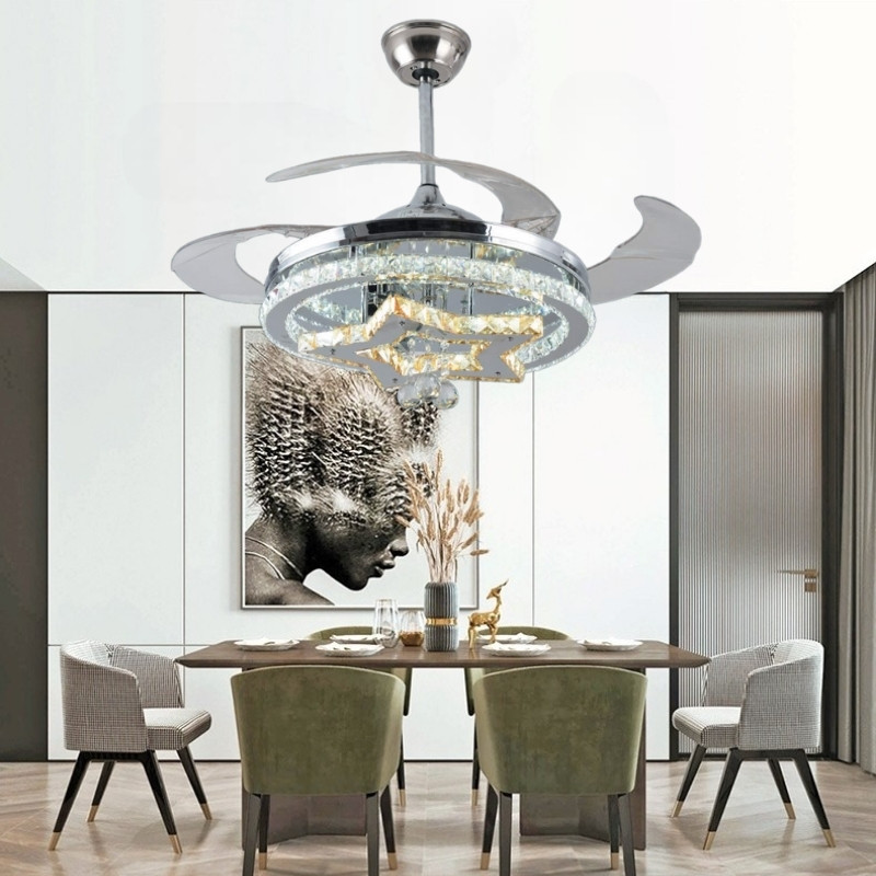 Quạt Trần Cánh Xếp Có Đèn LED Đổi 3 Màu DQ6063