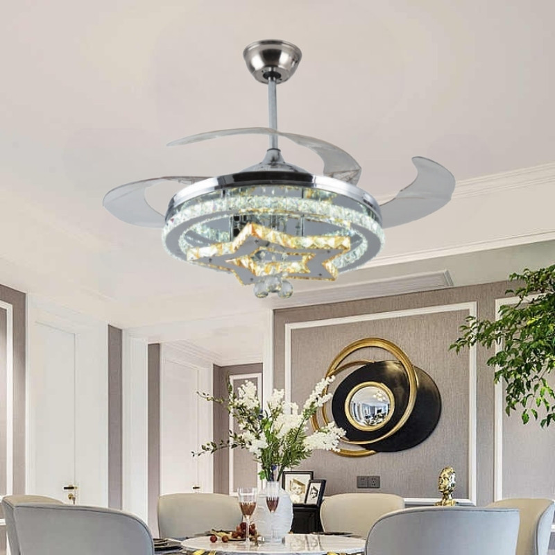 Quạt Trần Cánh Xếp Có Đèn LED Đổi 3 Màu DQ6063