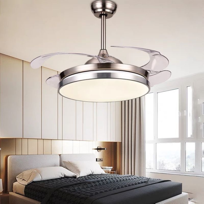 Đèn quạt trần cánh xếp trang trí phòng ngủ hiện đại QT4256