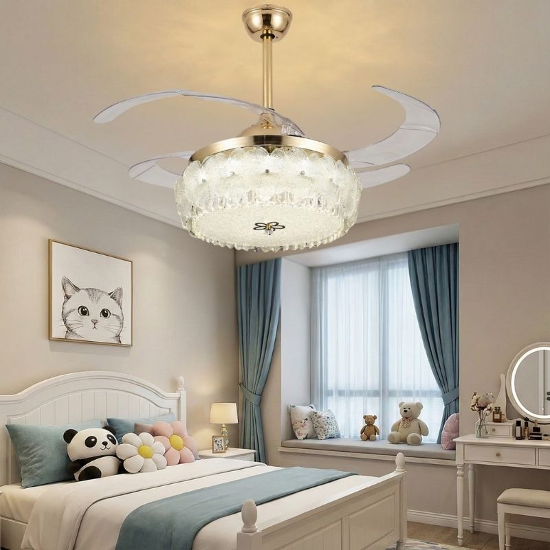 Đ&egrave;n Quạt Trần C&aacute;nh Xếp Trang Tr&iacute; Ph&ograve;ng Ngủ QT6096