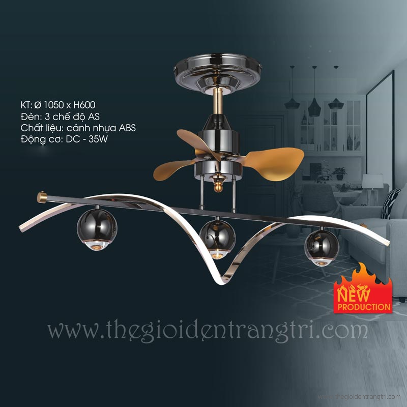 Đ&egrave;n Quạt Trần Trang Tr&iacute; Ph&ograve;ng Ăn Hiện Đại NA-QT1107