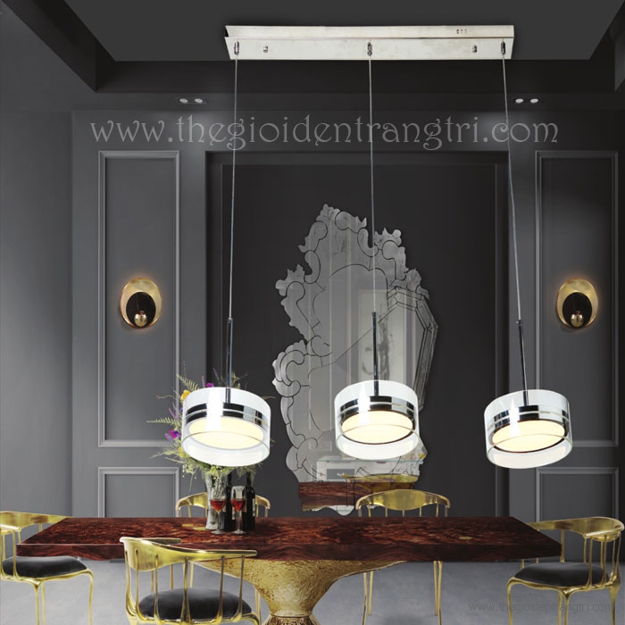 Mẫu đèn thả bàn ăn kiểu thanh ngang 3 bóng