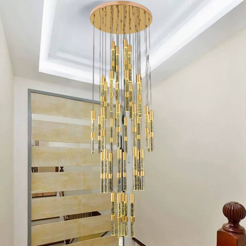 Đèn thả pha lê thông tầng