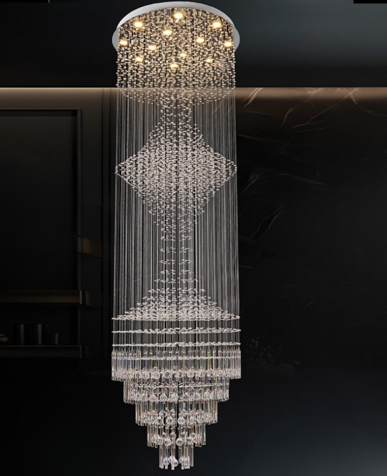 Đèn Thả Pha Lê Thông Tầng Sảnh Khách Sạn Hiện Đại