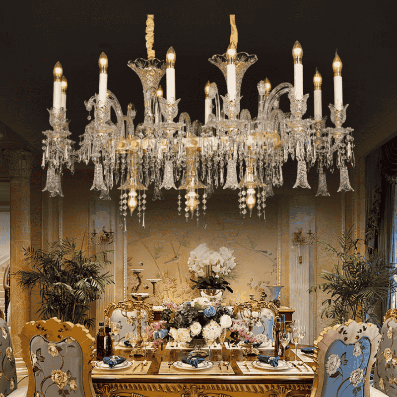 Đèn chùm thả pha lê trang trí phòng ăn