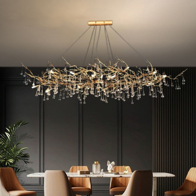 Đèn thả pha lê thân đồng TPL3005 cho bàn ăn sang trọng