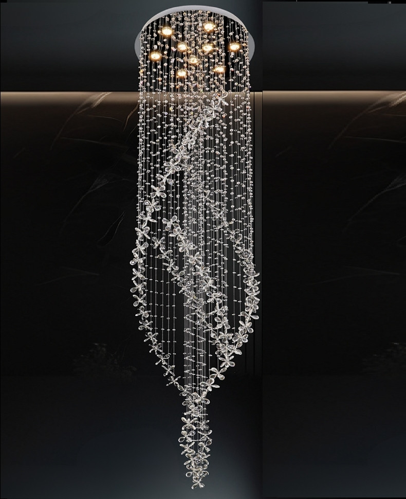 Đèn Thả Pha Lê Thông Tầng Sảnh Khách Sạn Hiện Đại