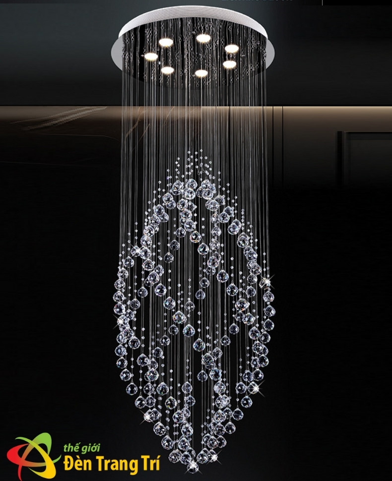 Đèn Thả Pha Lê Thông Tầng Sảnh Khách Sạn Hiện Đại