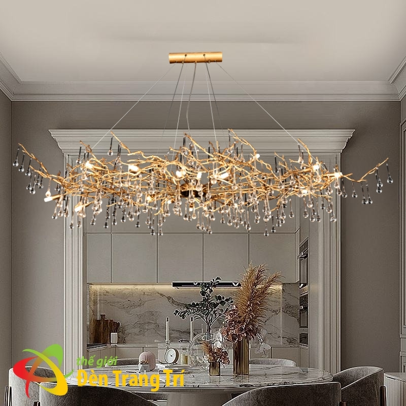 Đèn Thả Pha Lê Thân Đồng TPL3005 - Dành Cho Bàn Ăn Hiện Đại