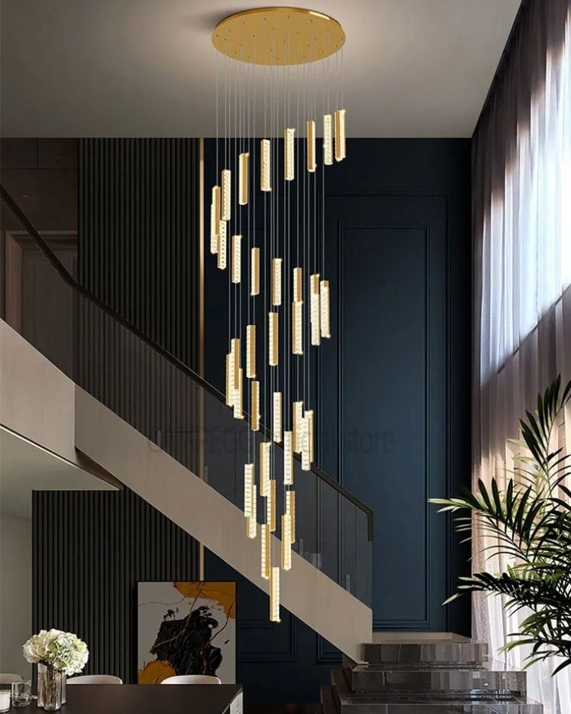 Đèn Thả Pha Lê Trang Trí Cầu Thang Hiện Đại