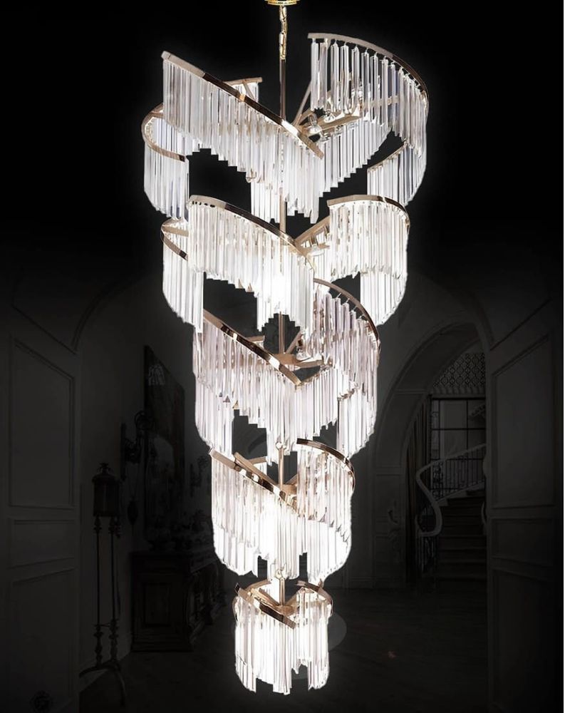 Đèn Thả Pha Lê Trang Trí Cầu thang Thông Tầng