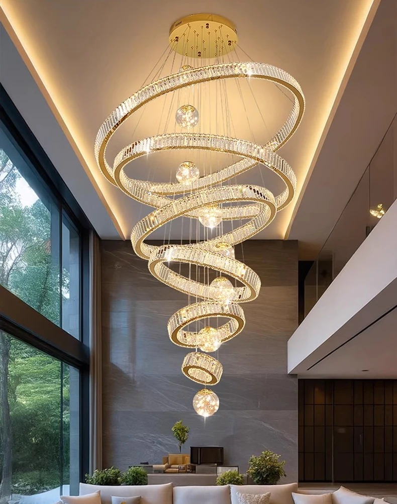 Đèn Thả Pha Lê Trang Trí Phòng Khách Thông Tầng