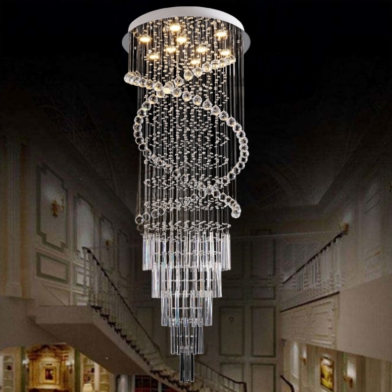 Đèn Thả Pha Lê Thông Tầng Sảnh Khách Sạn Hiện Đại