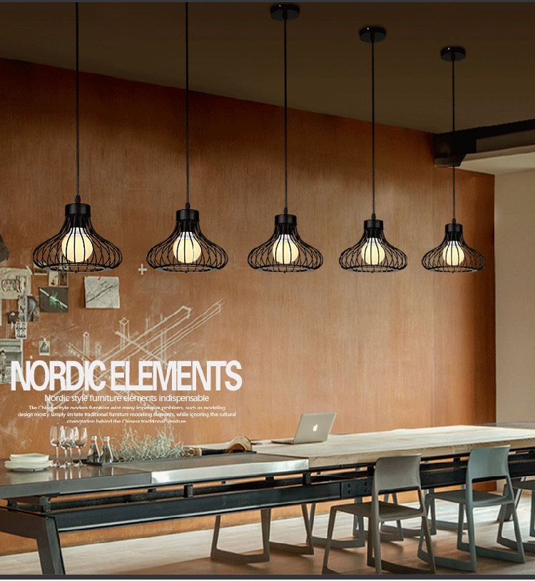 Đèn Thả Sắt Uốn Nghệ Thuật TCF30 - Đèn Thả Quán Cafe Retro