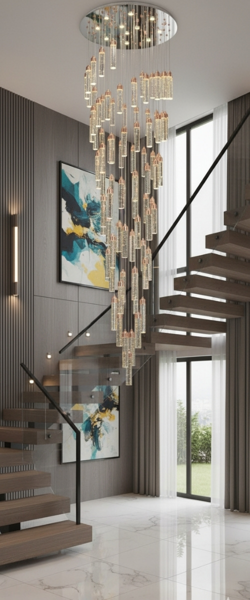 Đèn tha pha lê thông tầng hiện đại