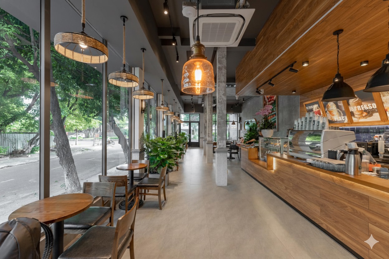 đèn thả trần cho quán cafe